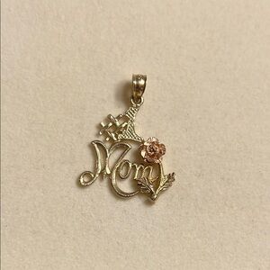 VINTAGE Black Hills 10K Two Tone Gold Pendant #1 Mom Rose Steam Hallmarked